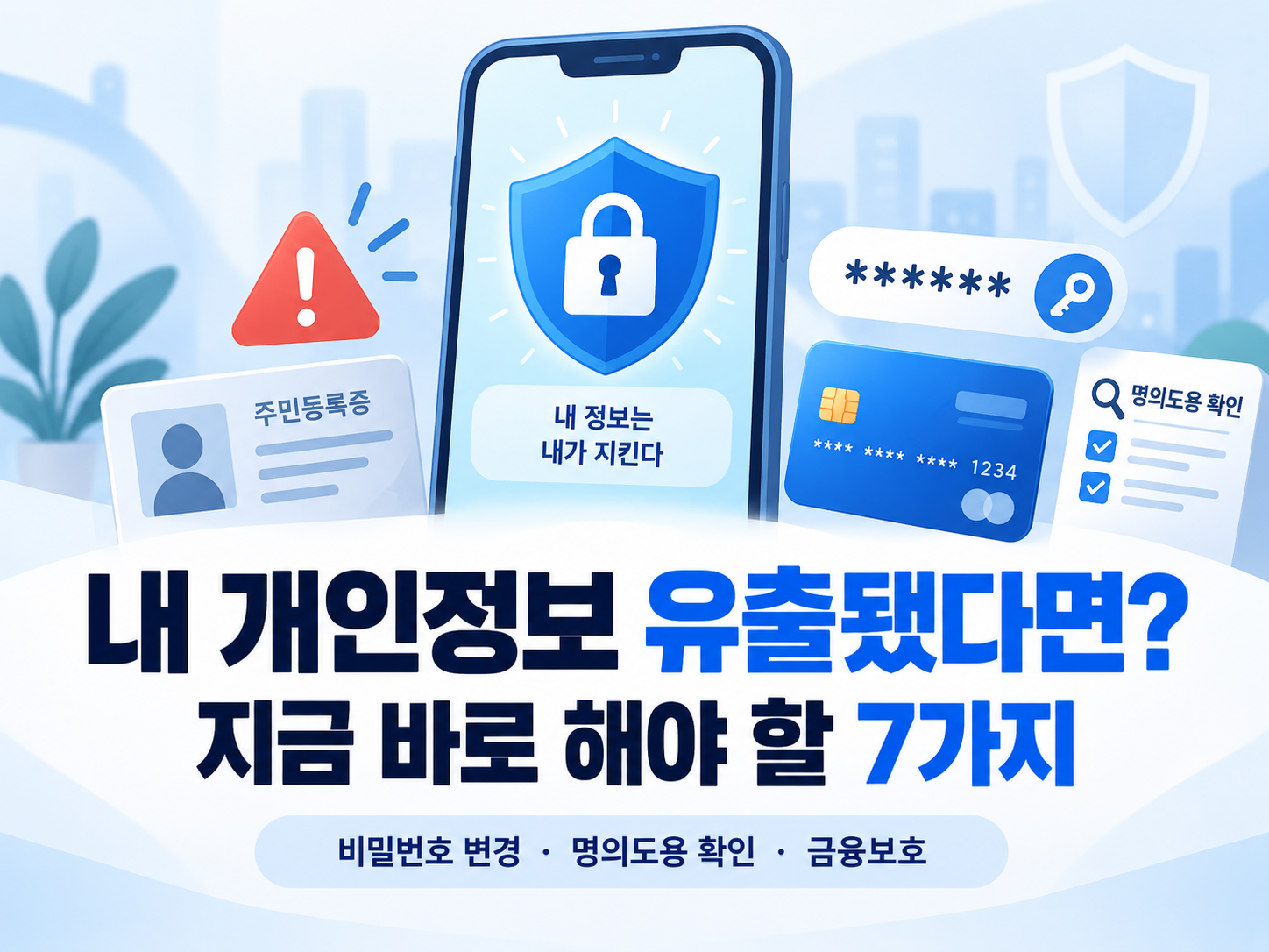 개인정보 유출되면 꼭 해야 할 일｜명의도용·금융피해 막는 7가지 방법