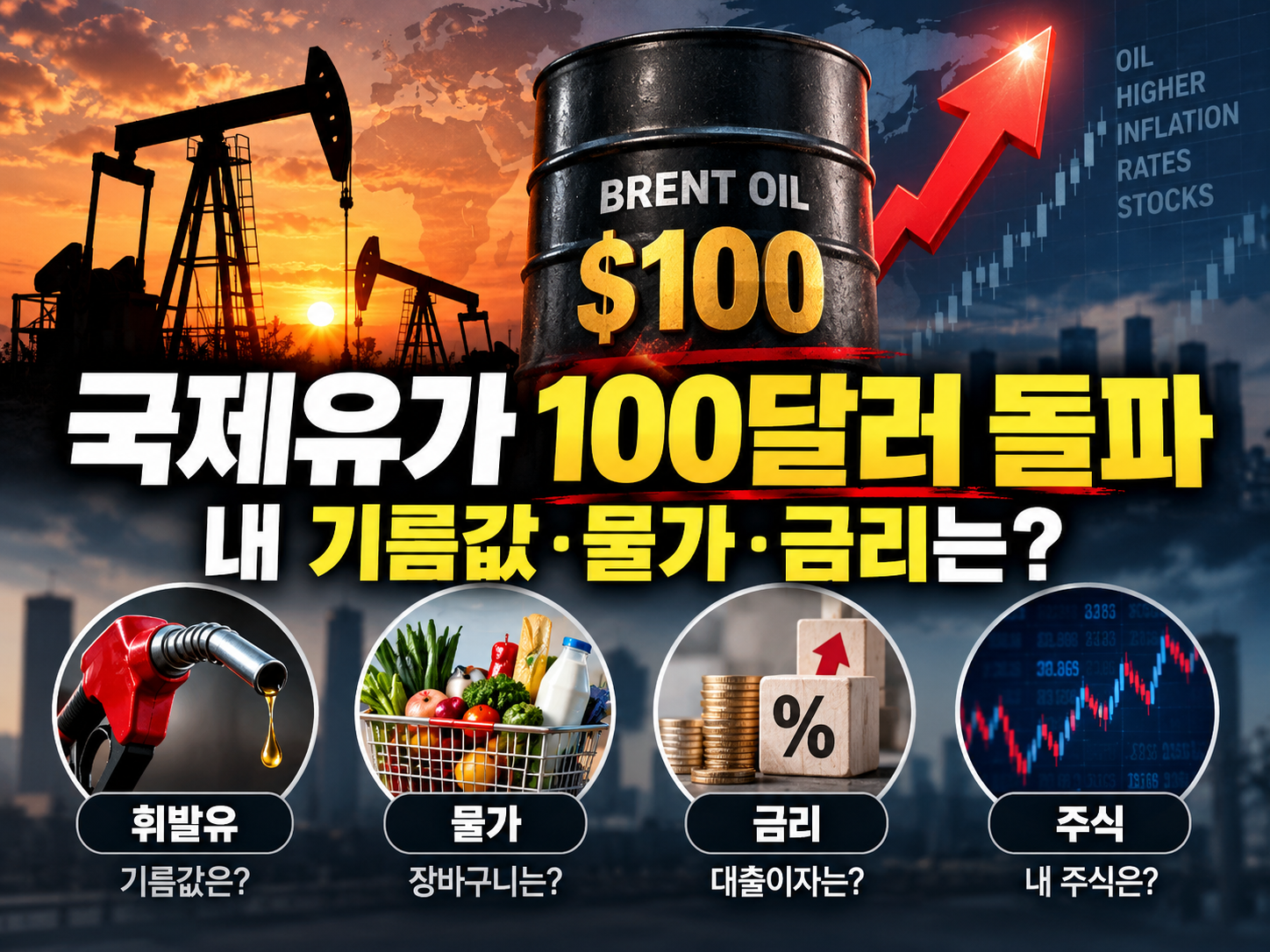 국제유가 100달러 돌파｜휘발유·물가·금리·주식에 미치는 영향 총정리